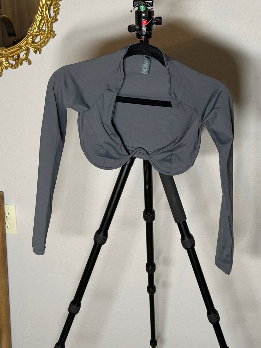 SKIMS Gray Long-Sleeve Swim Top